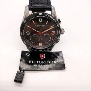 $850 Swiss Army Victorinox Chronograph Leather Mens Watch 241616